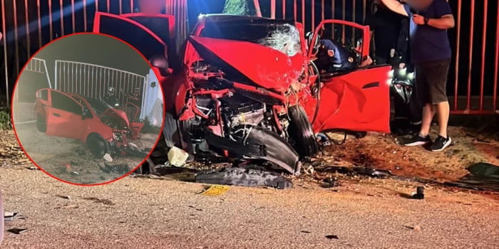 Fuerte choque en la madrugada deja dos muertos y tres heridos.