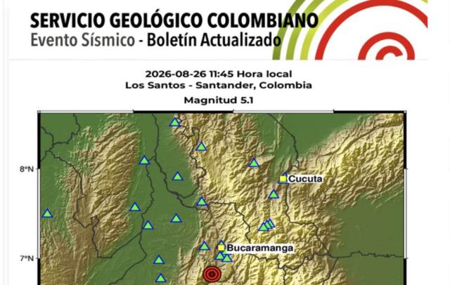 Sismo sacudió Santander: epicentro fue localizado cerca de Los Santos