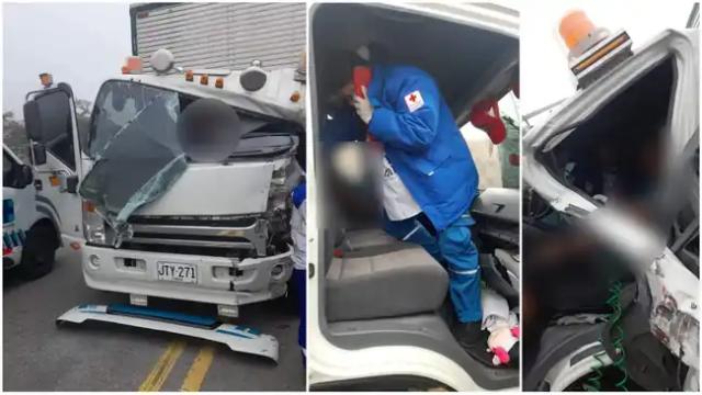 GALERÍA: Conductor de una turbo quedó atrapado en la cabina tras sufrir aparatoso accidente en la vía Bucaramanga -Cúcuta