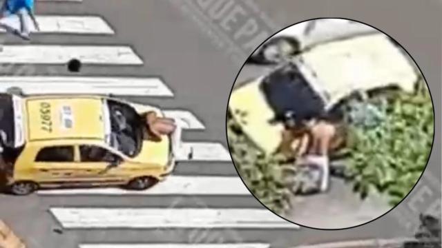 Segunda parte: Taxista arranca con hombre encima del capó