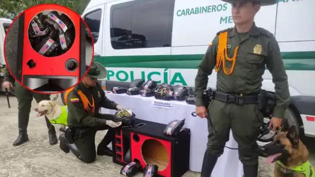 Policía descubrió caleta con 14.200 gramos de estupefacientes en un narco - parlante en Bucaramanga