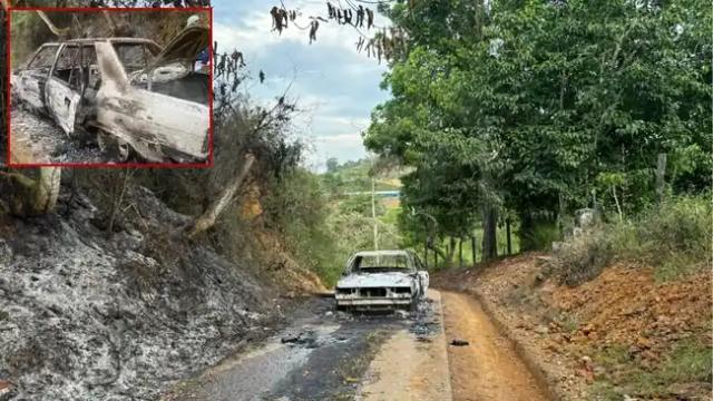 Comerciante fue brutalmente golpeado, atado y robado y su carro incendiado por hombres armados en zona rural de Lebrija