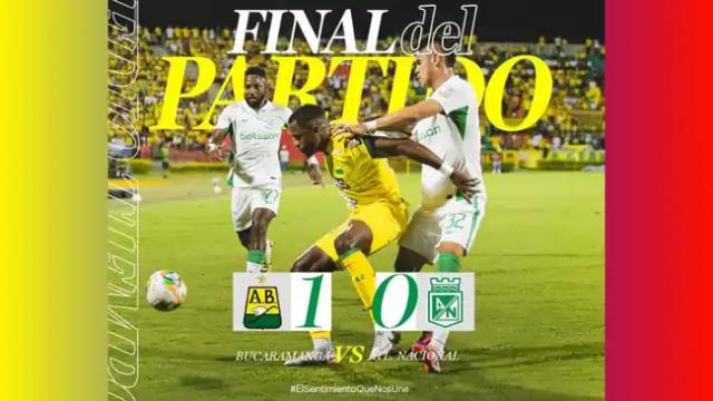 Atlético Bucaramanga venció 1-0 a Atlético Nacional con un gol de cabeza de Fabry Castro