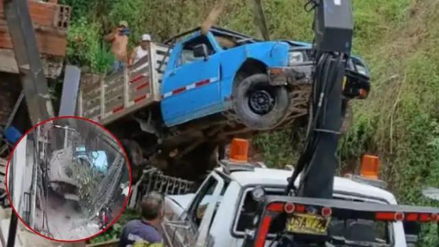 Camioneta cayó en abismo en Piedecuesta: niño y adulto se salvaron de milagro.