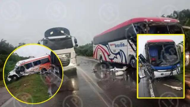 Se salvaron de milagro: choque de tres vehículos dejó a seis personas heridas en vías de Santander