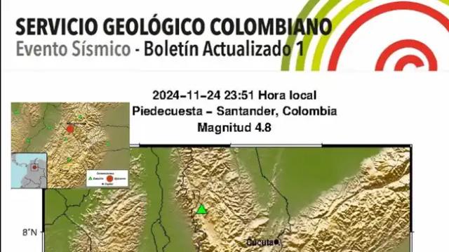 Sismo de magnitud 4.8 sacude a Piedecuesta y municipios cercanos