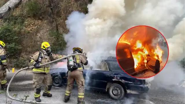 Galería: Bombero salvó a mujer atrapada en vehículo en llamas en Bucaramanga