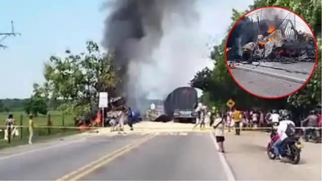 Video: Choque múltiple en vía Lizama deja 2 muertos y 3 vehículos incinerados