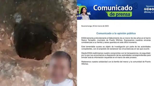 Menor de 2 años murió al caer a un hueco que habían hecho para la instalación de un poste de energía