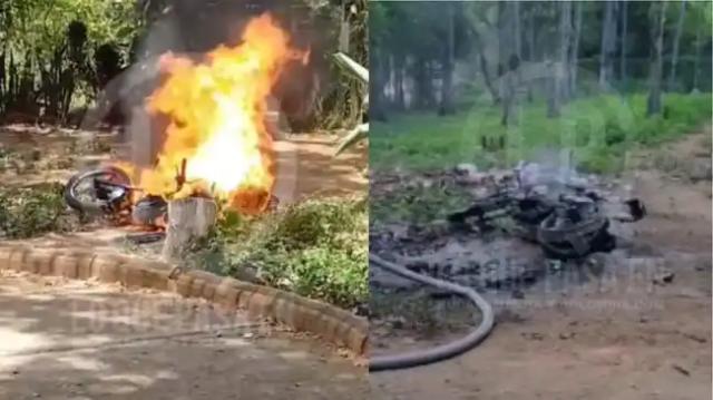 Video: Comunidad enfurecida frustró atraco y quemó la moto a los ladrones