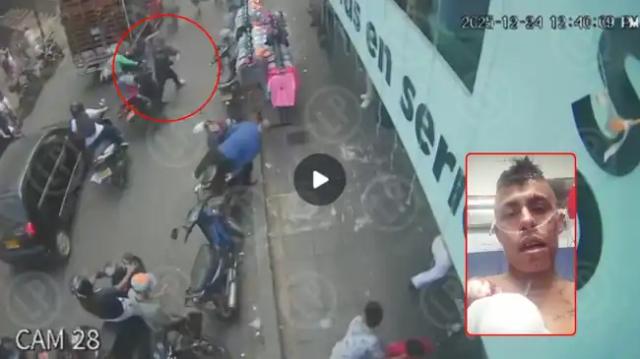 Video revela brutal ataque a vigilante apuñalado en pleno centro de Bucaramanga