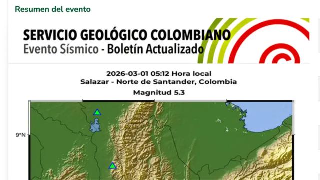 Temblor de magnitud 5.3 se sintió en la madrugada del 1 de marzo en varias regiones de Colombia