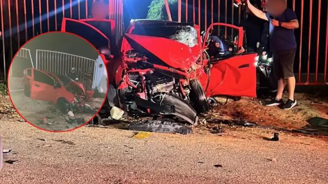 Fuerte choque en la madrugada deja dos muertos y tres heridos.