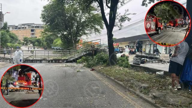Tractomula derribó puente peatonal en Girón: un muerto, dos heridos; la vía continua cerrada
