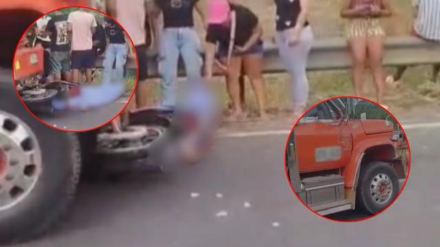 Tres muertos tras brutal choque entre tractomula y motocicleta.