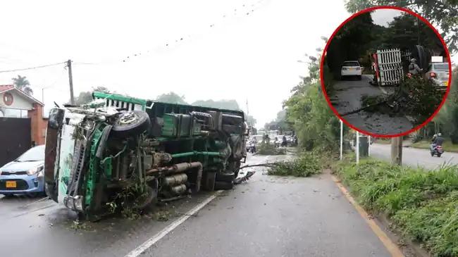 Aparatoso accidente: Turbo se volcó en la vía a Piedecuesta.