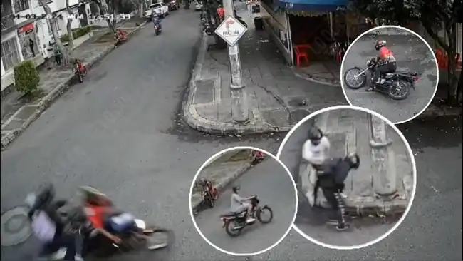 Video: Intento desesperado por evitar robo termina en accidente: motociclistas chocaron en Bucaramanga