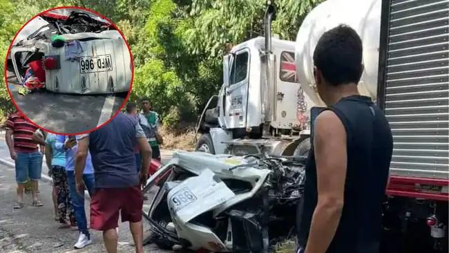 Un muerto y dos heridos tras brutal choque de una turbo con un camión cisterna en la vía La Lizama – Sabana de Torres.