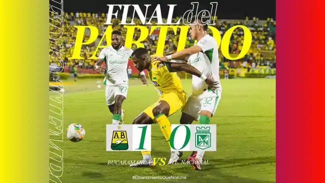 Atlético Bucaramanga venció 1-0 a Atlético Nacional con un gol de cabeza de Fabry Castro
