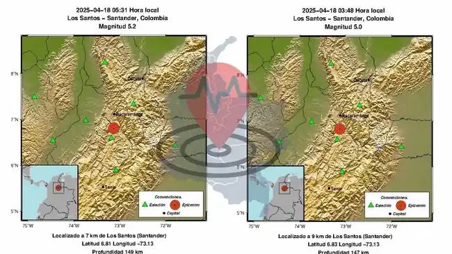 Dos sismos sacuden Santander este Viernes Santo