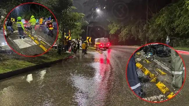 Motociclista perdió el control por la lluvia y fue arrollado por un camión en Floridablanca