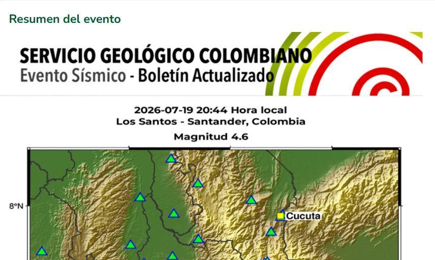 Sismo sorprendió a Bucaramanga y el área metropolitana durante la noche de este domingo en Colombia