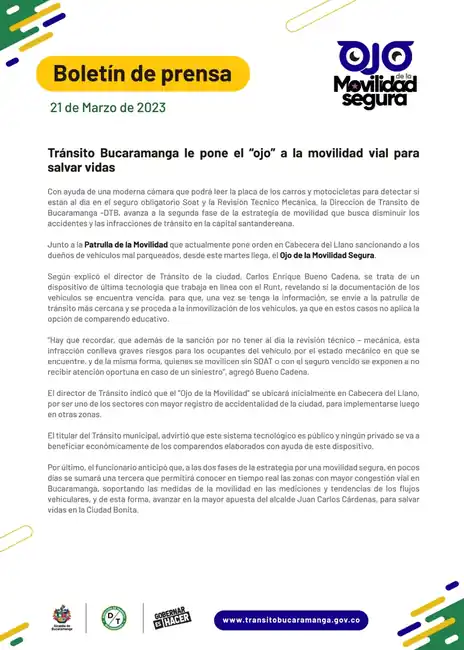 Desde hoy circulará en Bucaramanga el Ojo de la Movilidad Segura, un nuevo dispositivo de fotodetección de infractores - imagen 2