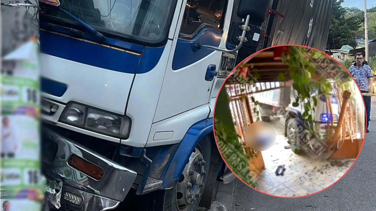 Mujer se salvo de milagro cuando una turbo sin conductor la embistió en Girón