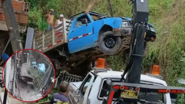 Camioneta cayó en abismo en Piedecuesta: niño y adulto se salvaron de milagro.