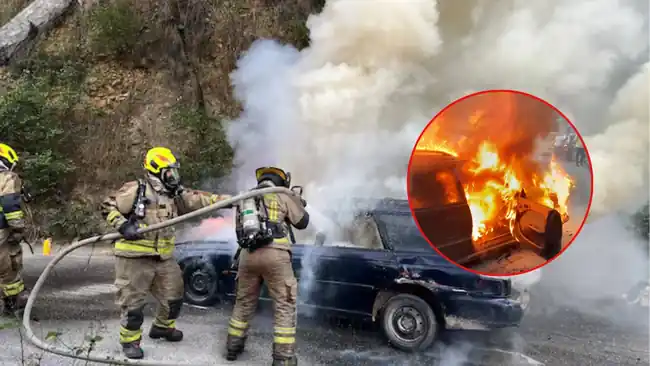 Galería: Bombero salvó a mujer atrapada en vehículo en llamas en Bucaramanga
