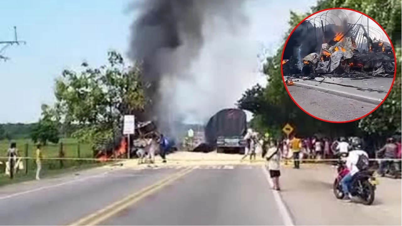 Video: Choque múltiple en vía Lizama deja 2 muertos y 3 vehículos incinerados